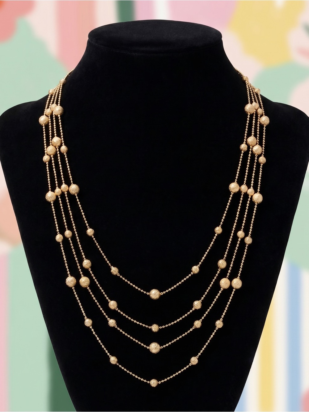 Premier Designs Layered Gold Tone Beaded Necklace
